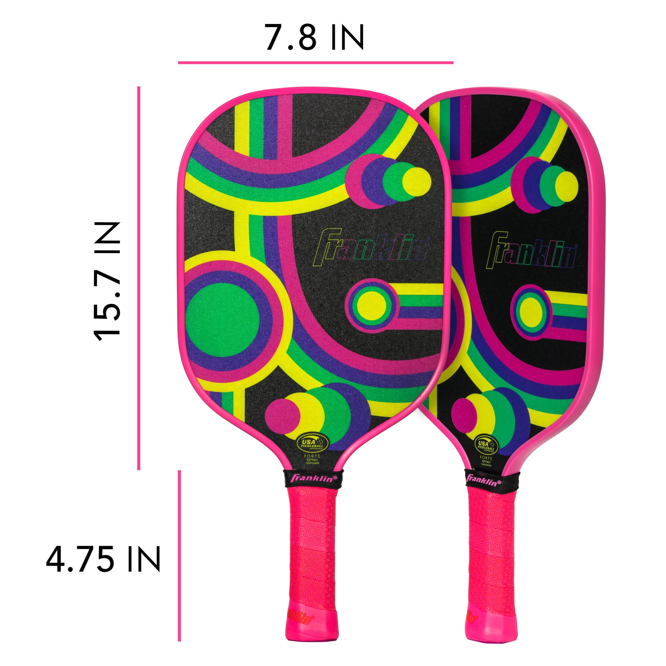 Franklin Sports Kids Pickleball Paddle - Forte Youth Pickleball Paddle for Kids - Junior Pickleball Paddle Series - USA Pickleball (USAPA) Approved - 10mm Polypropylene Core Pickleball Paddles - Pink
