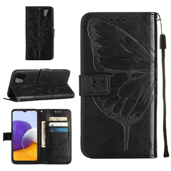 Case For Samsung Galaxy A22 5G Magnetic Flip Cover Embossing Butterfly Premium Leather
