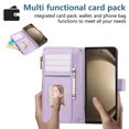 thumbnail image 5 of Zipper Wallet Cover for Samsung Galaxy Z Fold 7, Case with Crossbody Strap & Wrist Strap Card Holder Folding Stand Premium PU Leather Folio Flip Phone Case for Women for Galaxy Z Fold 7, Purple, 5 of 9