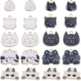 thumbnail image 1 of 54 piezas de 9 estilos de dijes de gato en blanco y negro, dijes de gato de aleación esmaltada a granel, mini gatos, dijes de animales lindos, dijes de animales, 1 of 6