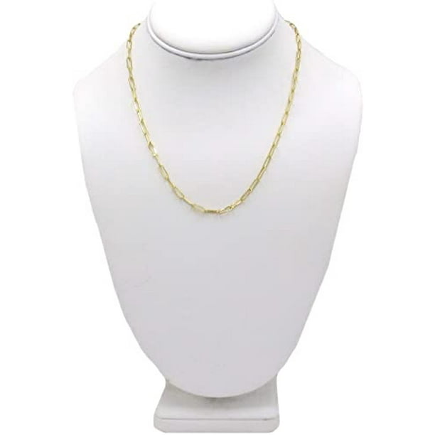 14k. Gold 3 mm Paperclip Chain Necklace for Women 18" .