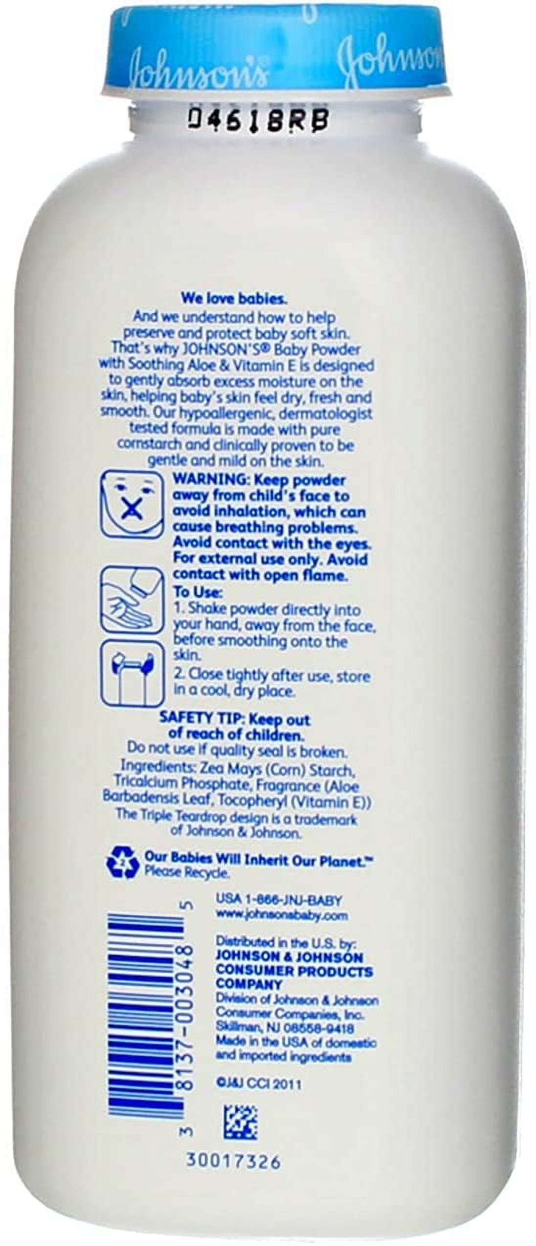 2 Pack - JOHNSON'S Baby Powder, Pure Cornstarch with Soothing Aloe & Vitamin E 9 oz