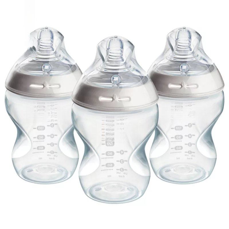 Slow-Flow Anti-Colic Baby Bottles, 9 fl oz 3-Pack, Breast-Like Nipple, Silicone Nipple, BPA-Free Infant Feeding Bottles, Newborn Baby Bottles, Slow Flow Bottle Set