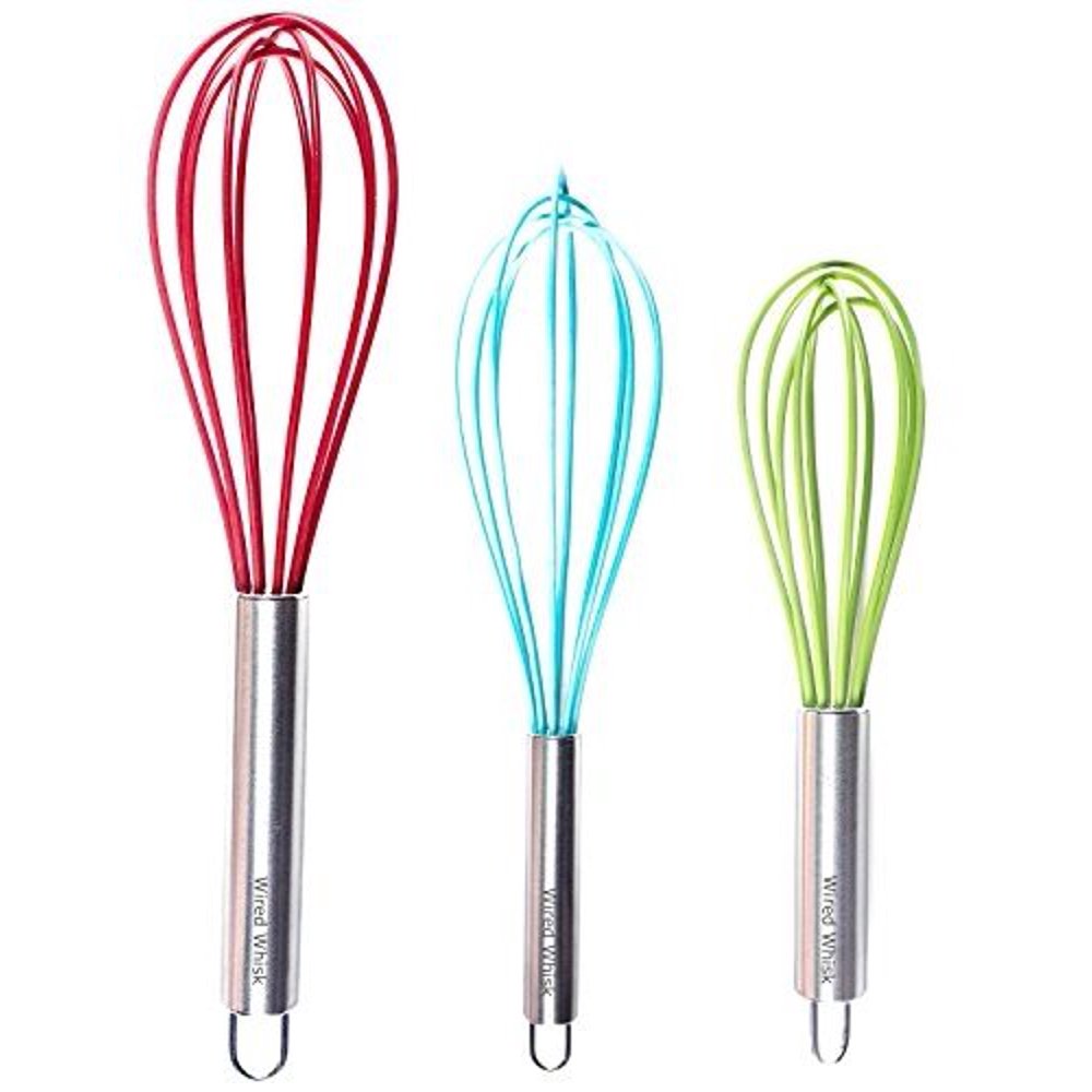 Wired Whisk Silicone Whisk Set of 3 Stainless Steel & Silicone
