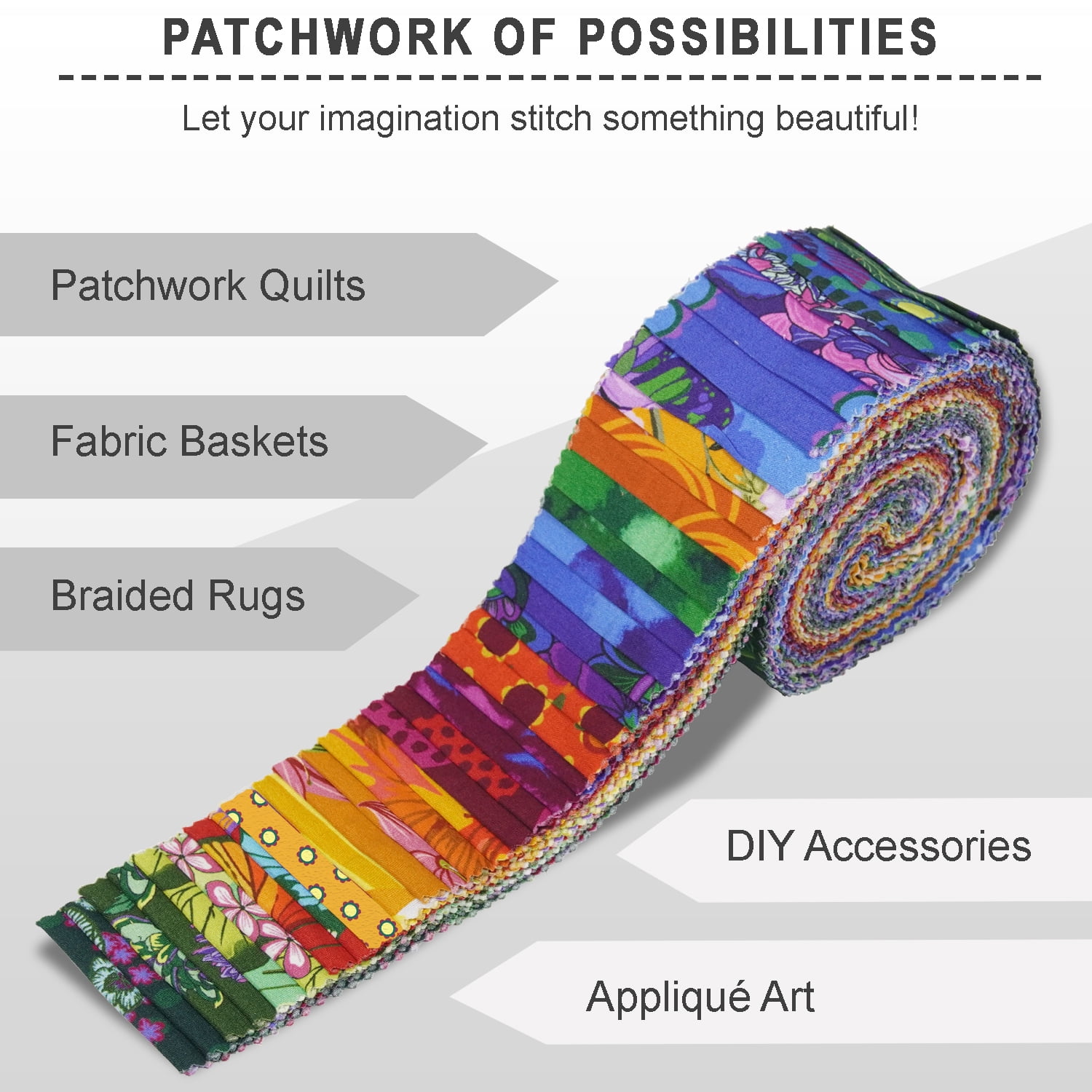 Soimoi Jelly Roll Fabrics for Quilting 40 Strip 2.5" Cotton Strips Bundles, Perfect Quilting Fabric for Craft Project, Precut Quilt Fabirc, Cotton Strips for Home Decor, Blanket, Rugs - Flora Mosaic