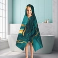 thumbnail image 6 of Teal and Gold Marble Wavy Veins Pattern Hooded Bath Towel，50"x30" for Ages 3 To 12 Kids, Quick Dry Lightweight Soft Microfiber Hood Beach Towel Cover Up for Kids, 6 of 7