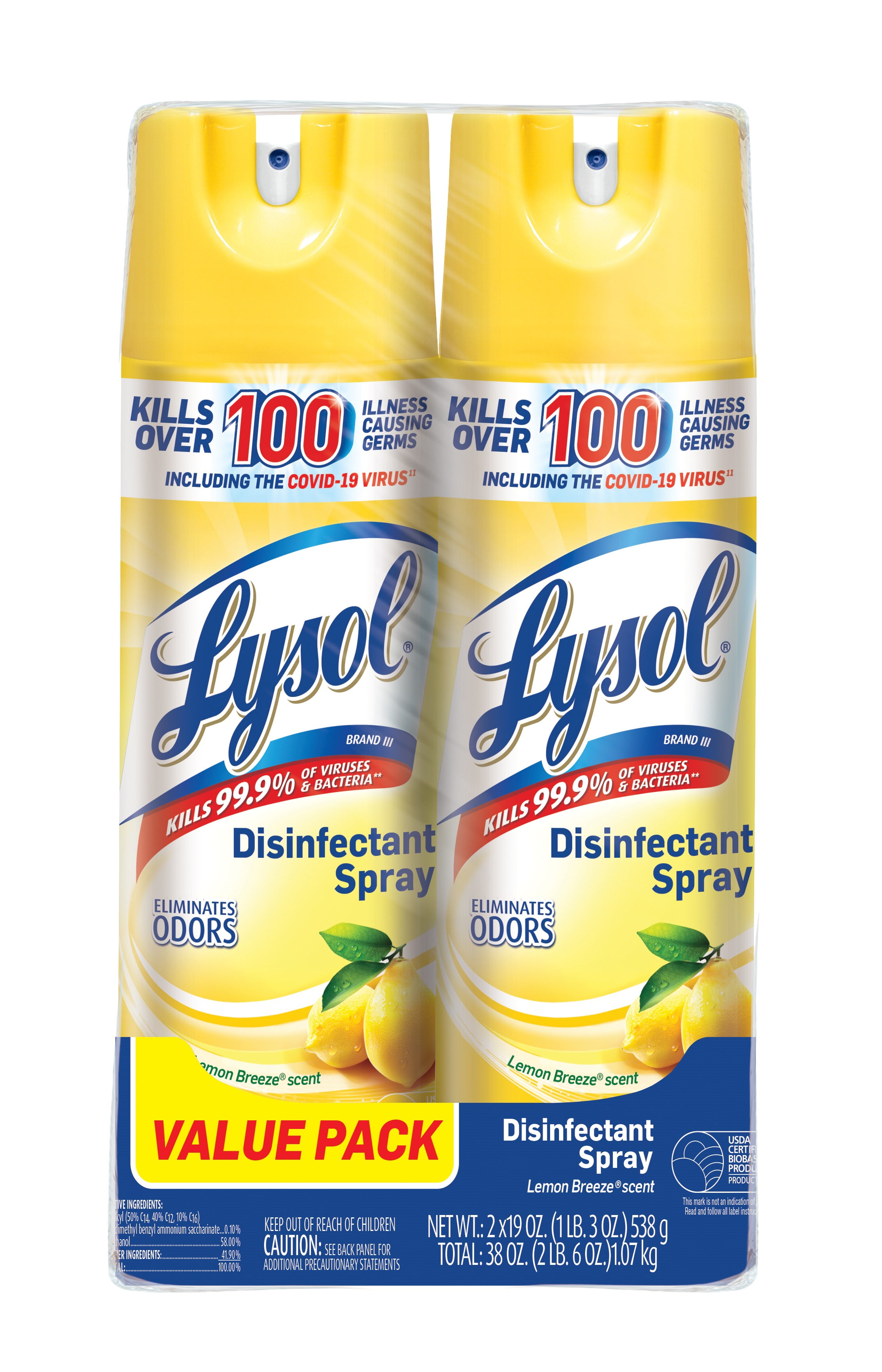 LYSOL® Disinfectant Spray Lemon Breeze® 4/(2x19) oz.