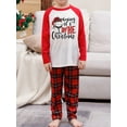 thumbnail image 6 of Christmas Family Pajamas Matching Set, Long Sleeve Letters Print T-shirt with Plaid Pants Sleepwear Loungewear, 6 of 7