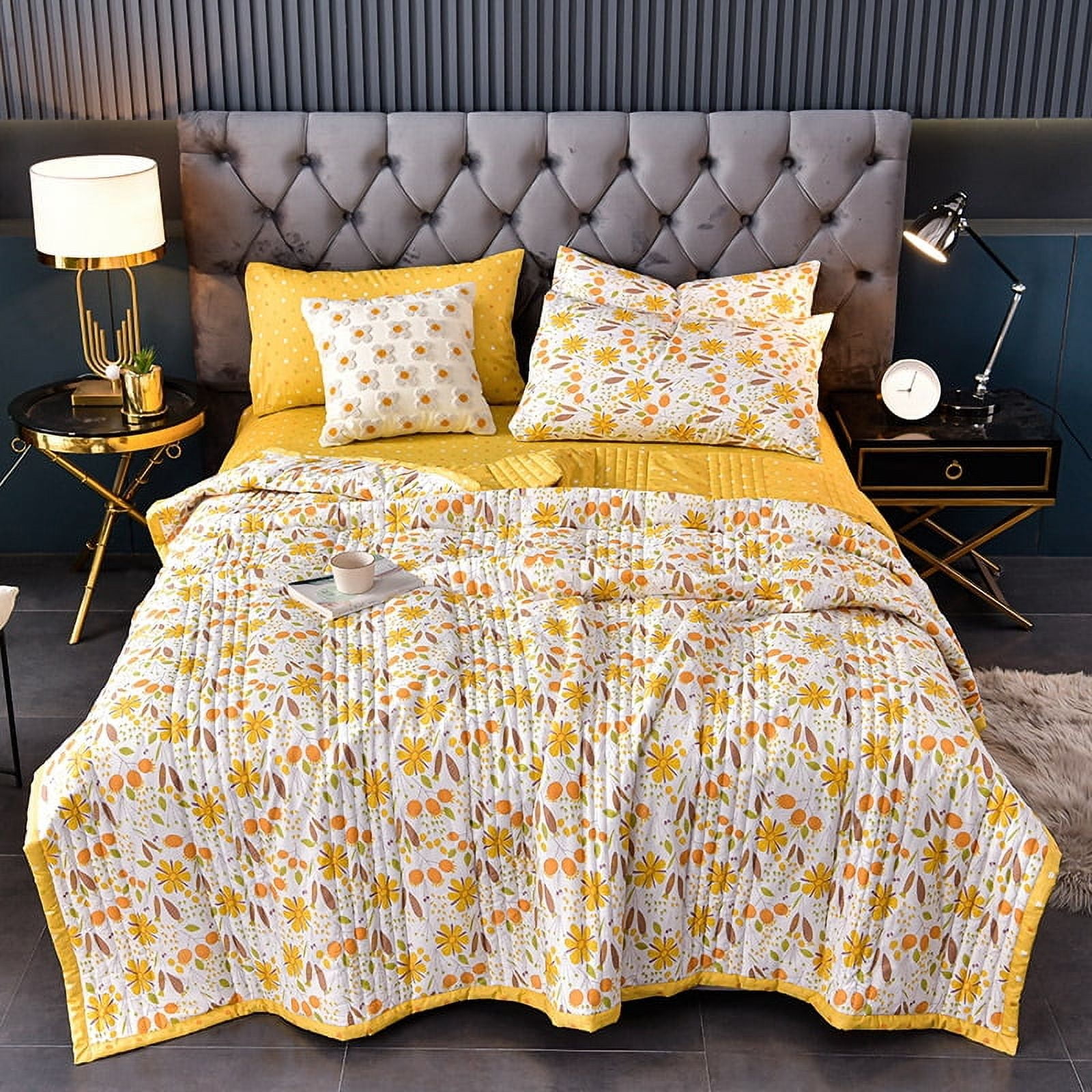 California King Size Quilt, 100% Cotton Washed Summer Cooler Quilt Air Conditioner Quilt,59.11"l*78.74"w