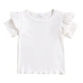 thumbnail image 1 of WEIYLL Girls T-Shirts Solid Color Short Sleeve Summer Crew Neck Ruffles Cute Going Out Tops for 12-18 Months, 1 of 5