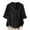 Black, variant on Fanxing Summer Linen Work Tops for Women Trendy 3/4 Sleeve Shirts Henley V Neck Tunic Blouses White,L