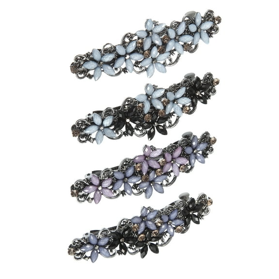 Unique Bargains Hair Barrettes for Women Hair Clips Sparkly sparkling Hairpin 4 Pcs Multicolor