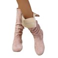 thumbnail image 4 of Womens Slouch Boots, Flat Heels Mid Wide Calf Zipper Ladies Fall Winter Fashion Boots Pink, 4 of 9