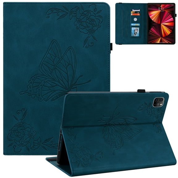 iPad Pro 11 Case 2021/2020/2018, iPad Air 4th Generation Case, Folio Stand PU Leather Smart Wallet Cover with Auto Wake/Sleep Pencil Holder Slim iPad Cover for Girls Women,Darkblue