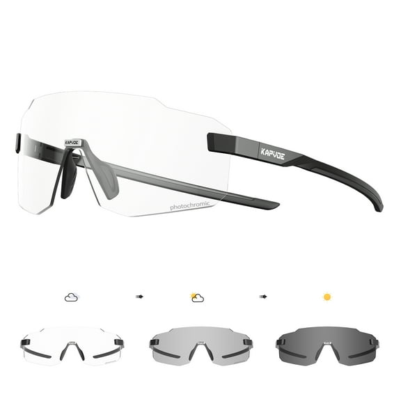 KAPVOE Photochromic Cycling Glasses UV Protection Driving Mountain Running MTB Frameless for Men Women Sport Sunglasses