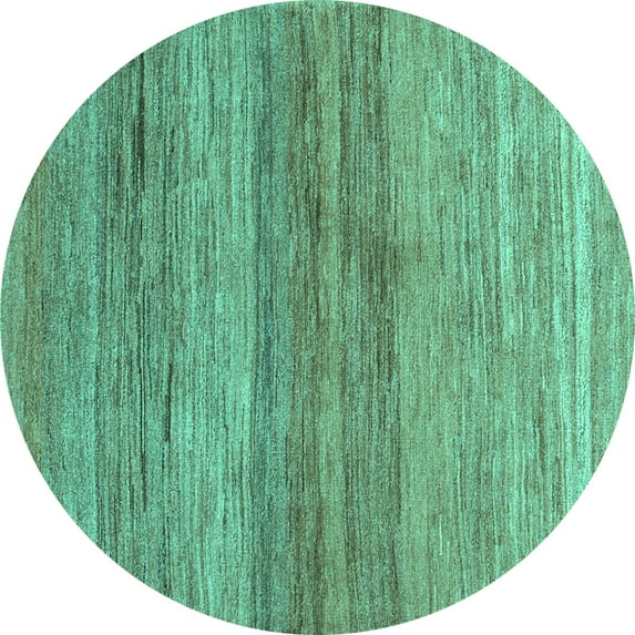 Ahgly Company Indoor Round Abstract Turquoise Blue Contemporary Area Rugs, 5' Round