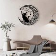 thumbnail image 4 of Decoración de pared de metal con diseño de luna y gatos negros, escultura de rosa hueca negra, 4 of 5