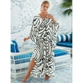 thumbnail image 5 of Women Animal Print Kaftan Dresses Plus Size Swimsuit Coverup 2025 Summer Bathing Suit Beach Dress White&Black One Size, 5 of 8