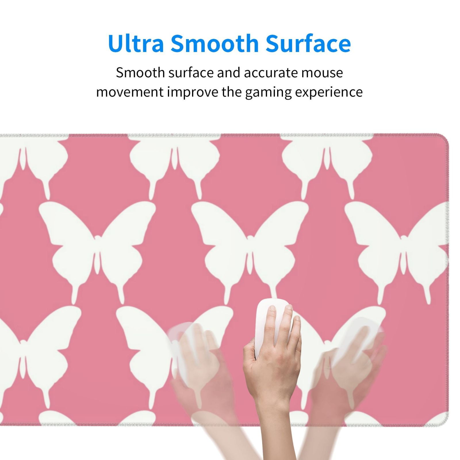 Rateoe Butterfly 2 Print Mouse Pad - Extended Large Gaming Mousepad,Non-Slip Stitched Edge,16x29.5 Inch