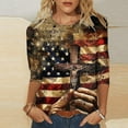 thumbnail image 2 of Vintage American Flag Shirts for Women 2025 Fashion Independence Day 3/4 Length Sleeve Tshirts Summer Tops Dressy Casual Crewneck Patriotic Tunic Top Cross Flag Star Stripes Graphic Tees Blouses, 2 of 5