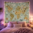 thumbnail image 2 of Illustrated World Map with Whales, Adventurous Vintage Style for Map Lovers, Antique Map Decor, Housewarming Gift, Tapestry Wall Hanging for Study Room and Office, 2 of 7