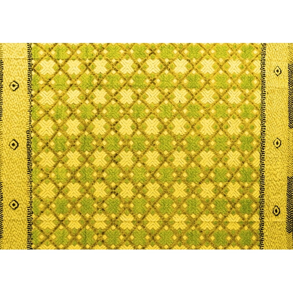 Ahgly Company Machine Washable Indoor Rectangle Abstract Yellow Modern Area Rugs, 2' x 3'