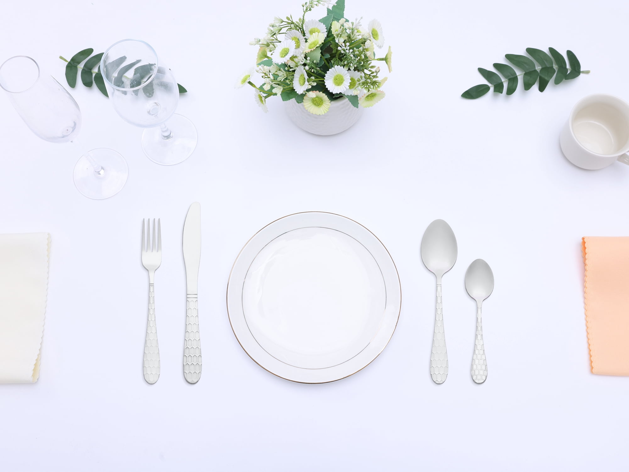 Unique Bargains 24 Pcs Stainless Steel Flatware Set Mirror Polished Cutlery Silver
