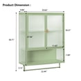thumbnail image 3 of Bathroom Wall Cabinet,23.6'' W Glass Doors Modern Two-door Wall Cabinet with Open Shelf and Towel Rack for Bathroom,Green, 3 of 7