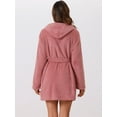 thumbnail image 4 of DARING DIVA Fuzzy Hooded Plush Bath Robe Mini Bathrobe S Pink, 4 of 6
