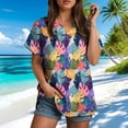 thumbnail image 6 of larppty Womens Hawaiian Button Down Shirts Short Sleeve Casual Floral Tropical Shirt Summer Beach Shirt Cool Button Up Tops（Purple， S）, 6 of 7