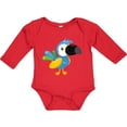 thumbnail image 3 of Inktastic Colorful Parrot, Tropical Parrot, Cute Parrot Boys or Girls Long Sleeve Baby Bodysuit, 3 of 5