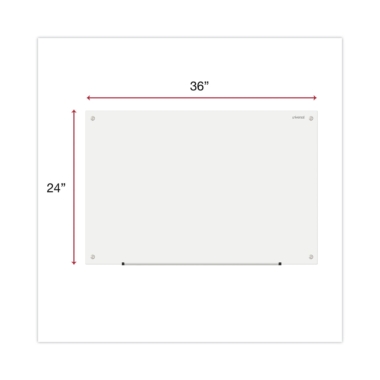 Universal UNV43232 36 in. x 24 in. Frameless Glass Marker Board - White