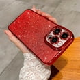thumbnail image 5 of Compatible for iPhone 14 Pro Max Luxury Glitter Plating Clear Case, Cute Bling Sparkly Shiny Case for Women Girls Soft TPU Shockproof Camera Protective Back Cover Electroplated Case - Red, 5 of 6
