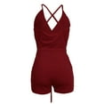 thumbnail image 3 of Akmipoem Sexy Short Rompers Playsuit for Women Sexy Wrap Deep V Neck Sleeveless Jumpsuits, 3 of 6