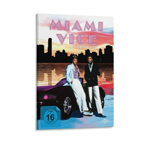 Miami Vice Movie Poster Neon City Nightscape Painting On Canvas Wall Art Poster Scroll Picture Print Living Room Walls Decor Home Posters