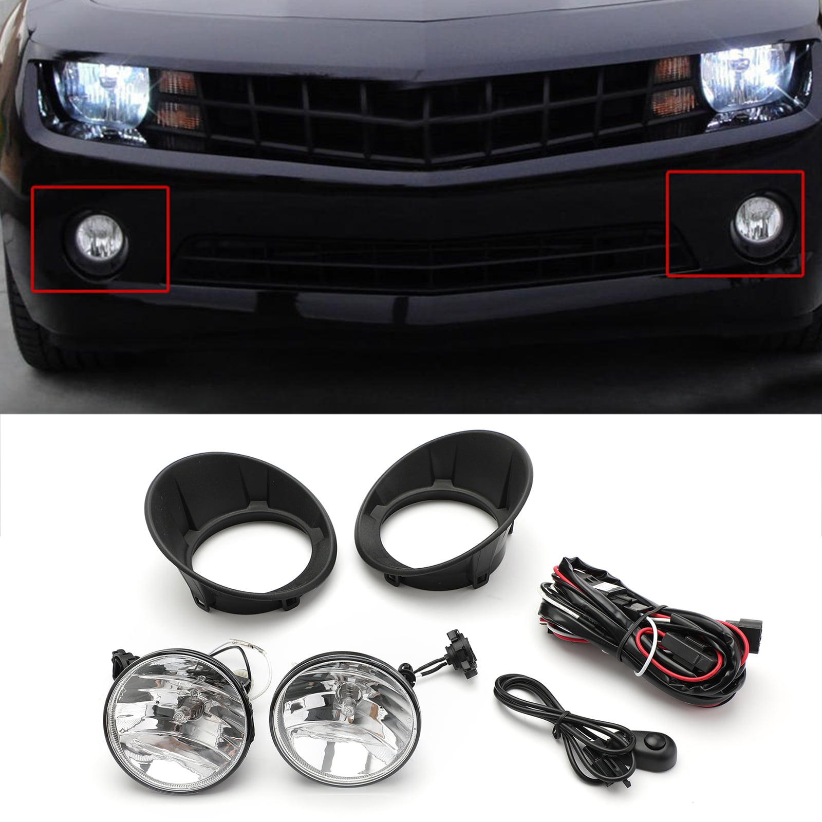 Pair Fog Light Clear Lens Front Lamps Kit For 2010 2011