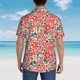 thumbnail image 4 of Balery Small Coral Red Flowers Camisas hawaianas de manga corta para hombre, camisas playeras de corte holgado, camisas de vacaciones con botones,X-Large, 4 of 7