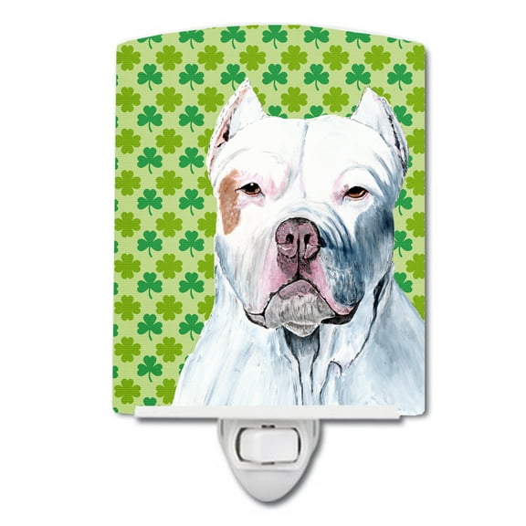 Pit Bull St. Patrick's Day Portrait Ceramic Night Light