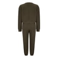 thumbnail image 4 of UAMVSH Womens Fleece Sets Warm Winter Long Sleeve Crew Neck Tops and Elastic Waist Cinch Bottom Pants Fuzzy Fluffy 2 Piece Outfits(X-Large,Army Green), 4 of 7