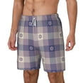 thumbnail image 2 of Gaeub Purple Floral Gingham Check Plaid Mens Swim Trunks Stretch Beach Shorts Quick Dry for Men Swim Shorts Swimwear with Pockets- Large, 2 of 9