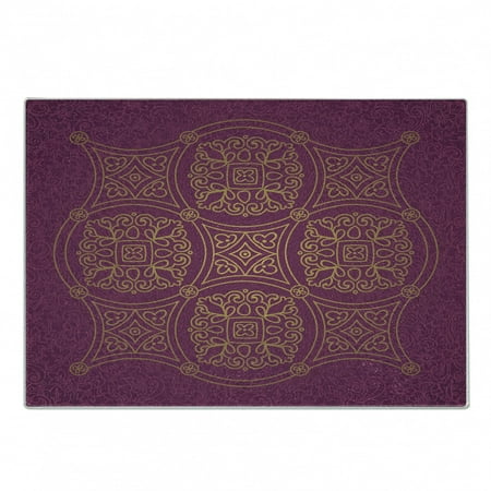 

Purple Mandala Cutting Board Persian Ornamental Pattern Traditonal Folk Boho Design Decorative Tempered Glass Cutting and Serving Board Small Size Purple Yellow by Ambesonne