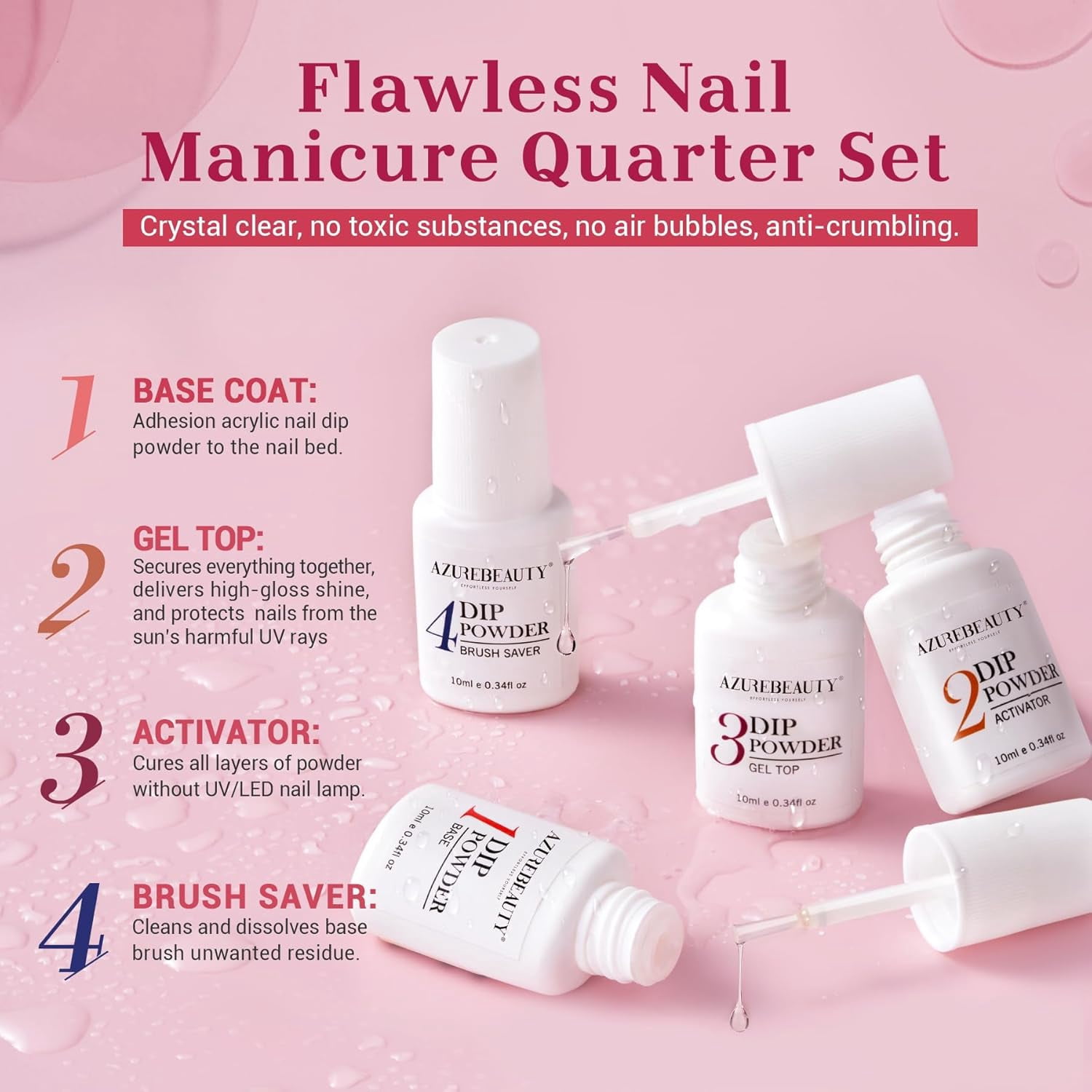 AZUREBEAUTY 31 Pcs Dip Powder Nail Kit Starter 20 Colors Clear Nude Pink Brown Glitter All Season Acrylic Dipping Powder Liquid Set with Top/Base Coat Activator for French Nail Art DIY Salon Gift