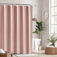 thumbnail image 3 of Thick Imitation Linen Shower Curtain Luxury Waterproof Bathroom Bath Curtains Solid Color for Bathtub Bathing Cover with Hooks (Apricot-white hooks,W180xH200cm), 3 of 7