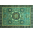 thumbnail image 1 of Ahgly Company Machine Washable Indoor Rectangle Oriental Turquoise Blue Modern Area Rugs, 2' x 5', 1 of 4