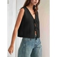 thumbnail image 6 of Women'S Summer Sleeveless Crochet Knit Tie Front Sweater Vest Black S, 6 of 8