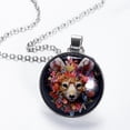 thumbnail image 2 of Floral Animal Women's Glass Circular Pendant Necklace - Unique Jewelry Piece for Everyday Wear, 2 of 5