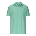 thumbnail image 5 of VERUGU Mens Shirts Casual Solid Casual Turndown Collar Pocket Button Short Sleeve Shirt Blouse Green XL, 5 of 6