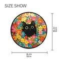 thumbnail image 5 of 36.2 Inch Round Floor Mat Black Cat Among Colorful Flowers Carpet Decor Rug for Living Room Bedroom, 5 of 6
