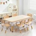 thumbnail image 1 of Juego de mesa y sillas para niños de 7 piezas, escritorio ajustable en altura con 6 asientos, mesa para arte y manualidades con patas antideslizantes, 1 of 7