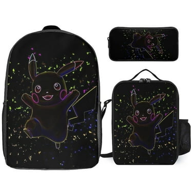 Pokemon_Pikachu 3D Printed One size 3PCS Laptop Backpacks Personalized Bags With Lunch Box Pencil Case Set for Travel or Other Occasions
